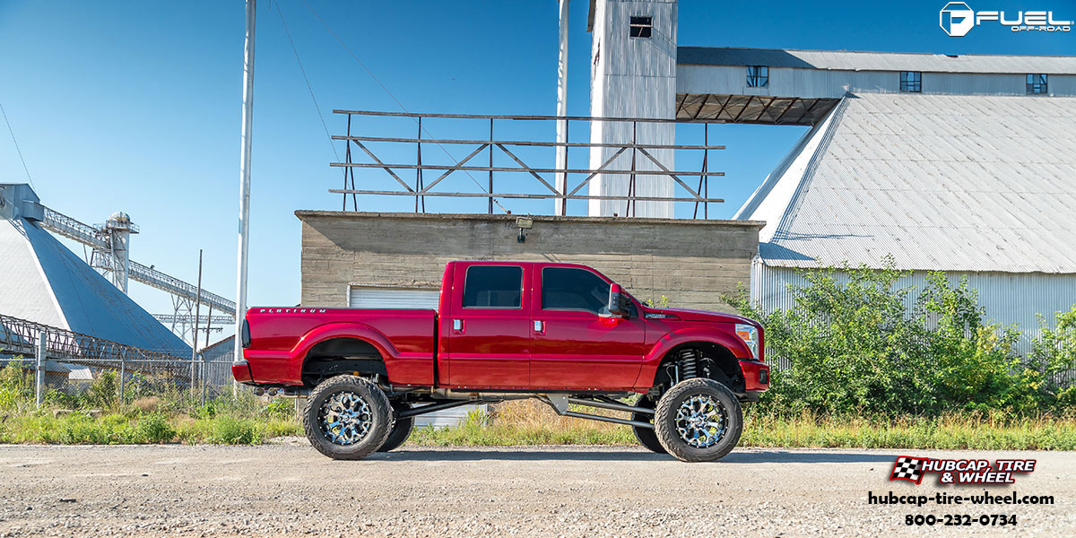 vehicle gallery/ford f 250 super duty fuel assault d246 20x12  Chrome w/ Gloss Black Lip wheels and rims