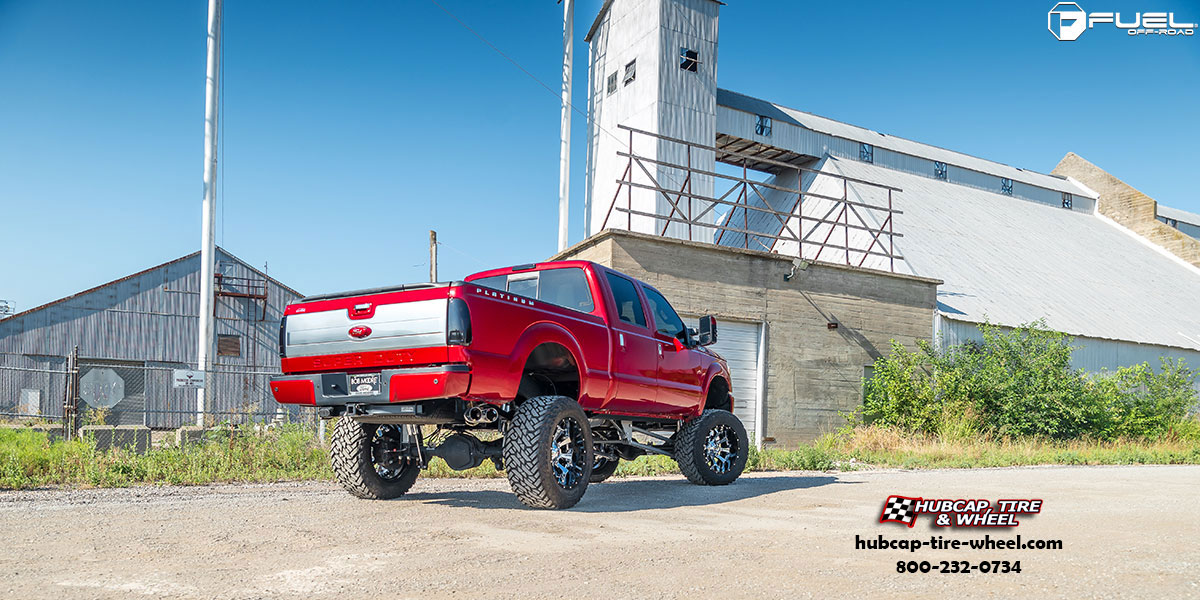 vehicle gallery/ford f 250 super duty fuel assault d246 20x12  Chrome w/ Gloss Black Lip wheels and rims