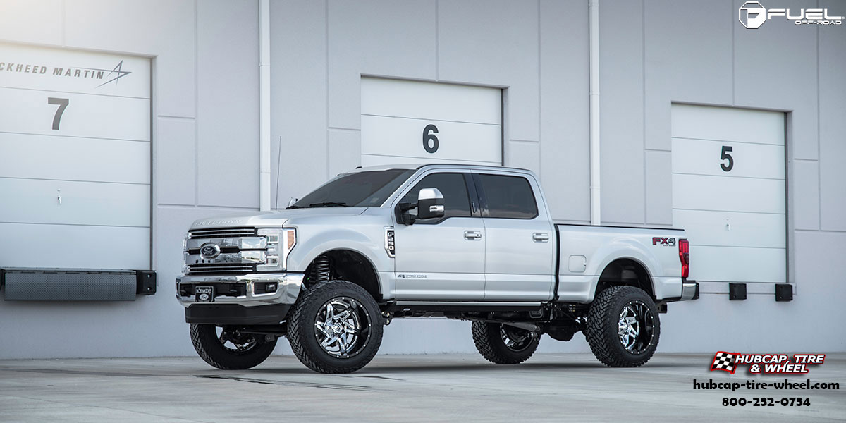 vehicle gallery/ford f 250 super duty fuel rocker d272 22x14  Chrome w/ Gloss Black Lip wheels and rims