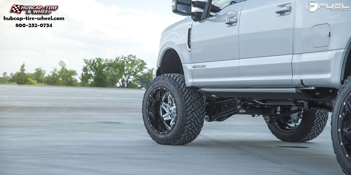 vehicle gallery/ford f 250 super duty fuel rocker d272 22x14  Chrome w/ Gloss Black Lip wheels and rims