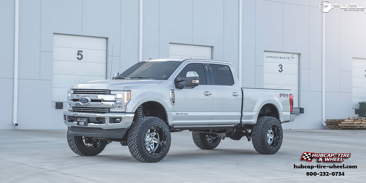 vehicle gallery/ford f 250 super duty fuel rocker d272 22x14  Chrome w/ Gloss Black Lip wheels and rims