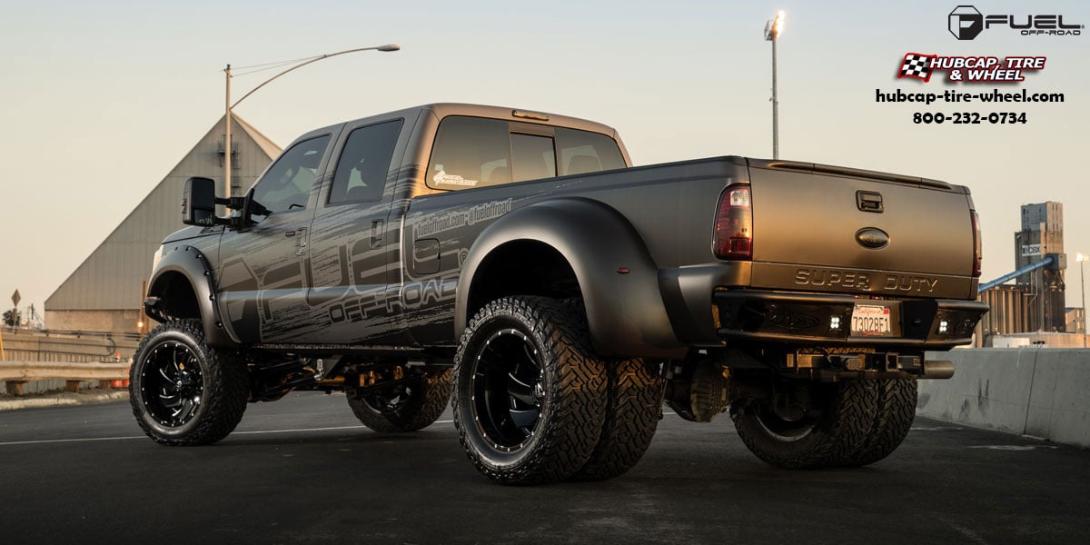 vehicle gallery/ford f 350 dually fuel cleaver d239 22x825  Gloss Black Milled wheels and rims