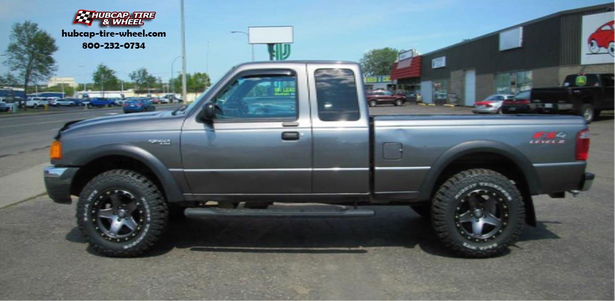 vehicle gallery/ford ranger atx series ax194 ravine  Matte Grey w/ Black Ring wheels and rims