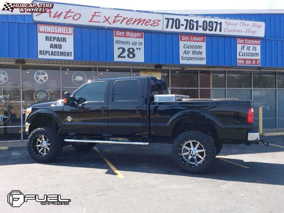 vehicle gallery/ford f 250 fuel maverick d260 22X12  Chrome with Gloss Black Lip wheels and rims