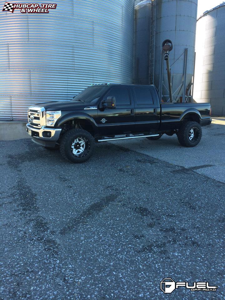 vehicle gallery/ford f 350 fuel full blown d255 20X14  Gloss White & Milled with a Gloss Lip wheels and rims