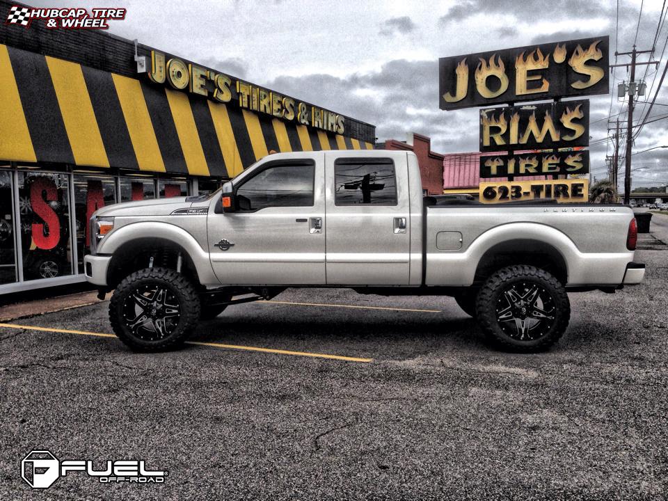 vehicle gallery/ford f 350 fuel full blown d254 22X12  Gloss Black & Milled wheels and rims