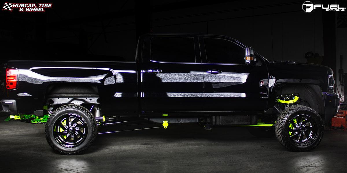 vehicle gallery/chevrolet silverado 2500 fuel turbo d582 20X10  Black & Milled wheels and rims