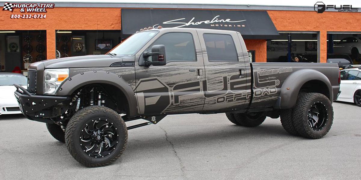 vehicle gallery/ford f 350 dually fuel cleaver dually rear d239 22X12  Gloss Black & Milled wheels and rims