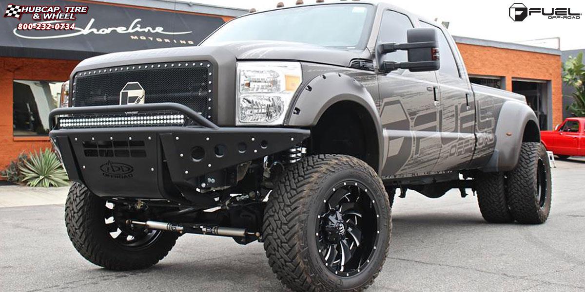 vehicle gallery/ford f 350 dually fuel cleaver dually rear d239 22X12  Gloss Black & Milled wheels and rims
