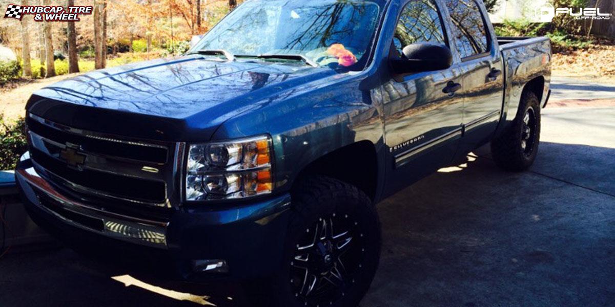 vehicle gallery/chevrolet silverado fuel full blown d554 20X9  Gloss Black Milled wheels and rims
