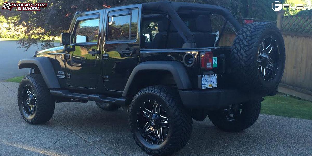 vehicle gallery/jeep wrangler fuel full blown d554 20X9  Gloss Black Milled wheels and rims