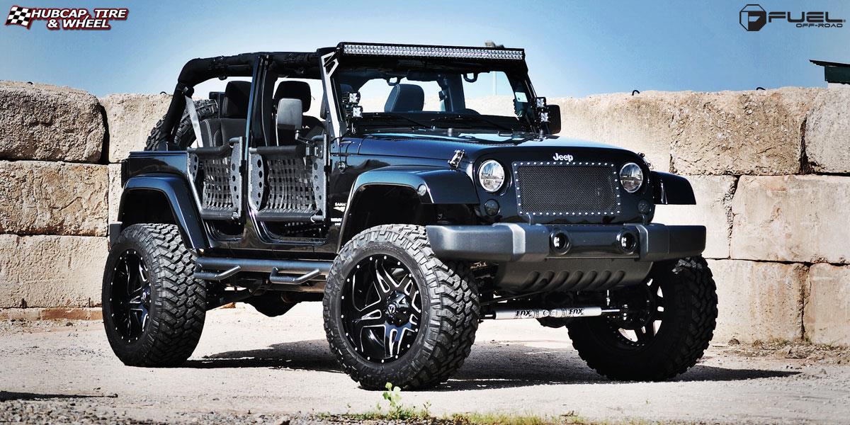 vehicle gallery/jeep wrangler fuel full blown d254 22X12  Gloss Black & Milled wheels and rims