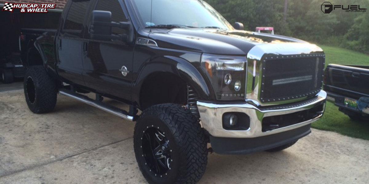 vehicle gallery/ford f 250 fuel full blown d554 20X12  Gloss Black Milled wheels and rims