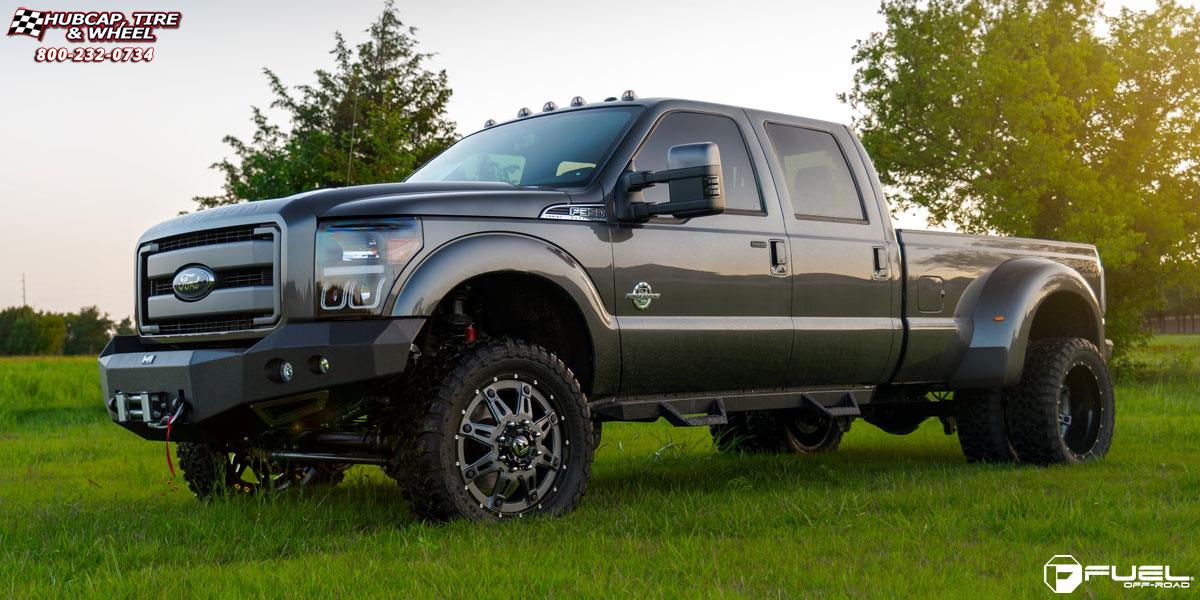 vehicle gallery/ford f 350 fuel hostage ii dually rear d232 22X8  Anthracite center, gloss black lip wheels and rims
