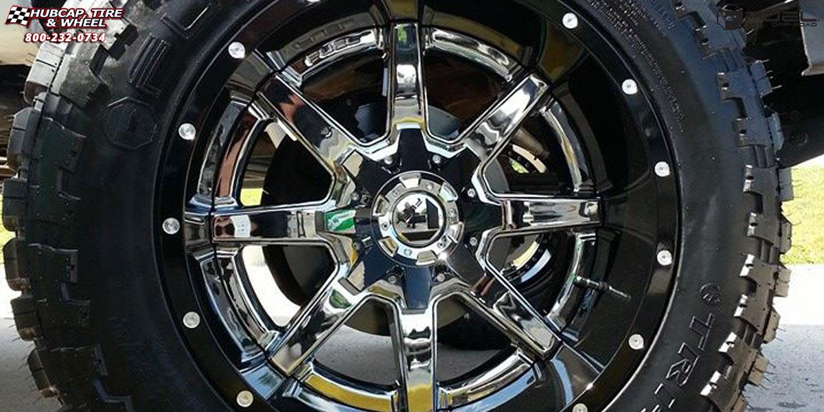 vehicle gallery/chevrolet silverado fuel maverick d260 20X12  Chrome with Gloss Black Lip wheels and rims