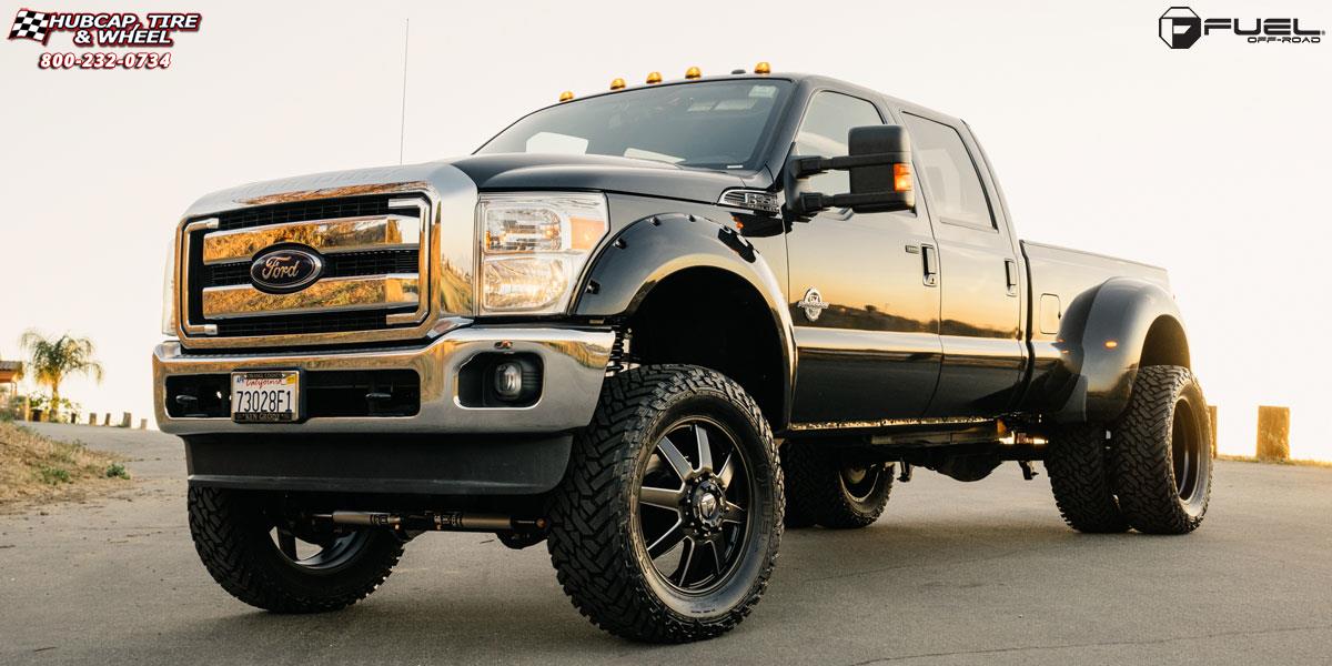 vehicle gallery/ford f 350 dually fuel maverick dually front d538 22X8  Black & Milled wheels and rims