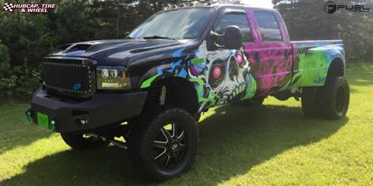 vehicle gallery/ford f 350 dually fuel maverick dually front d538 22X8  Black & Milled wheels and rims