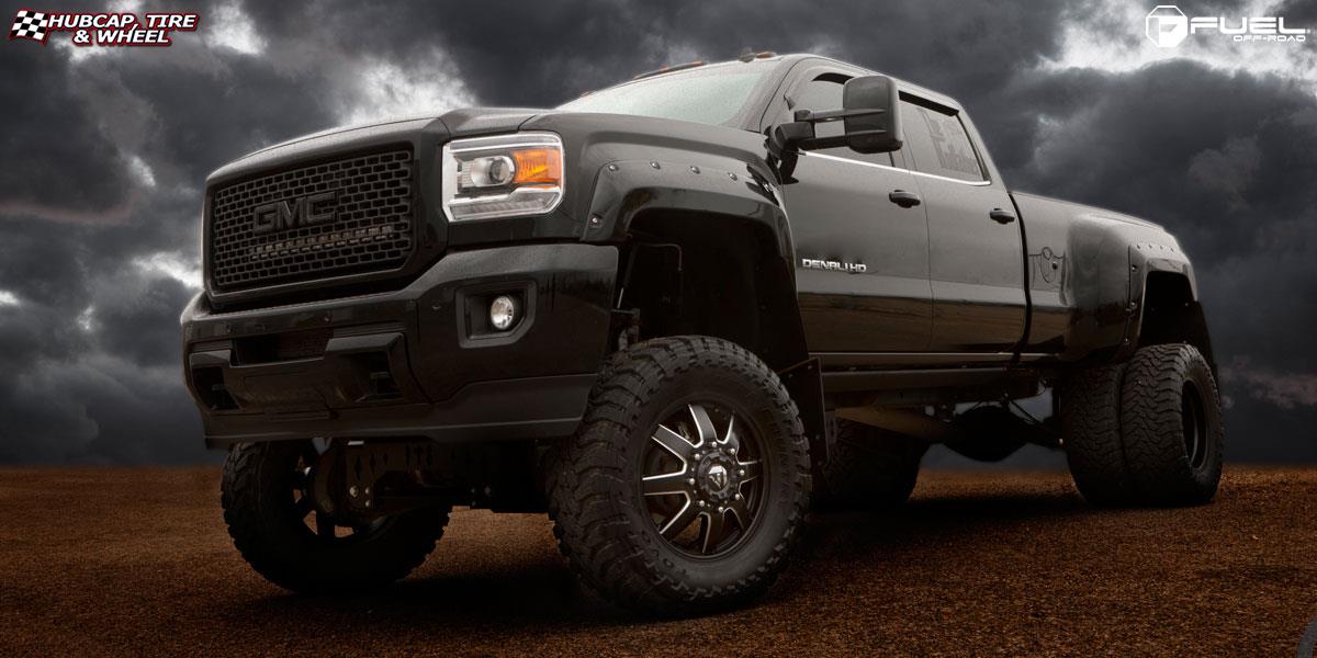 vehicle gallery/gmc sierra dually fuel maverick dually front d538 20X8  Black & Milled wheels and rims