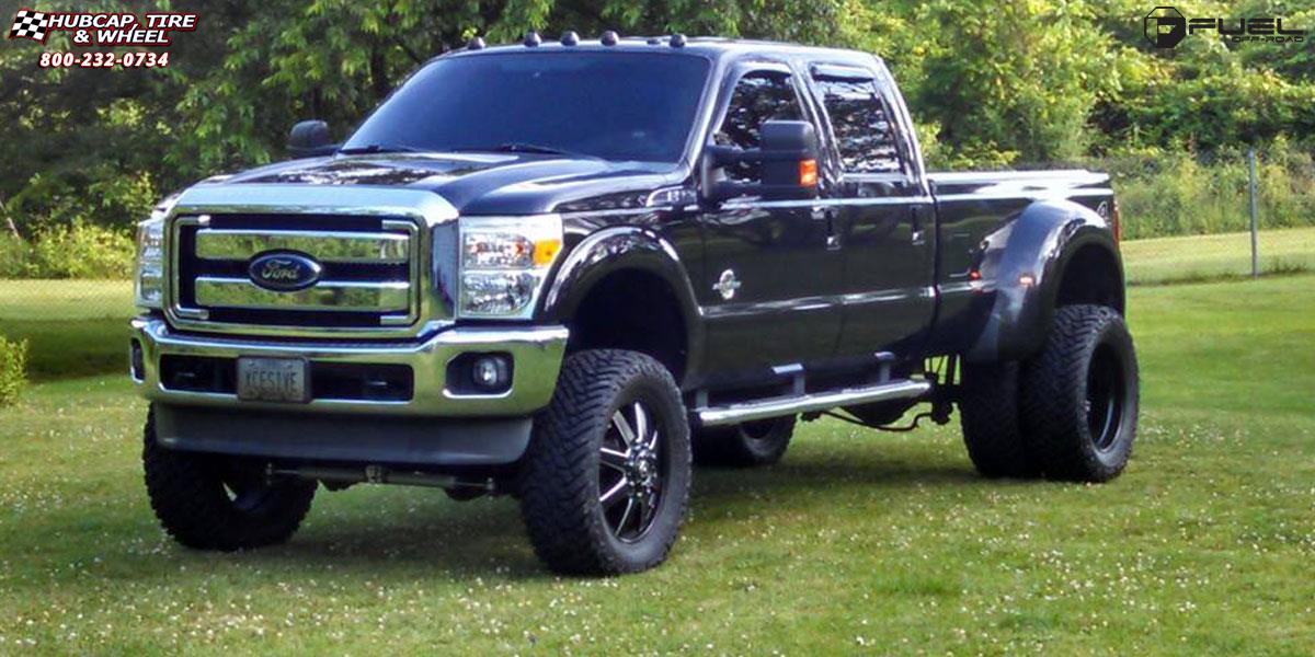 vehicle gallery/ford f 350 dually fuel maverick dually front d538 22X8  Black & Milled wheels and rims