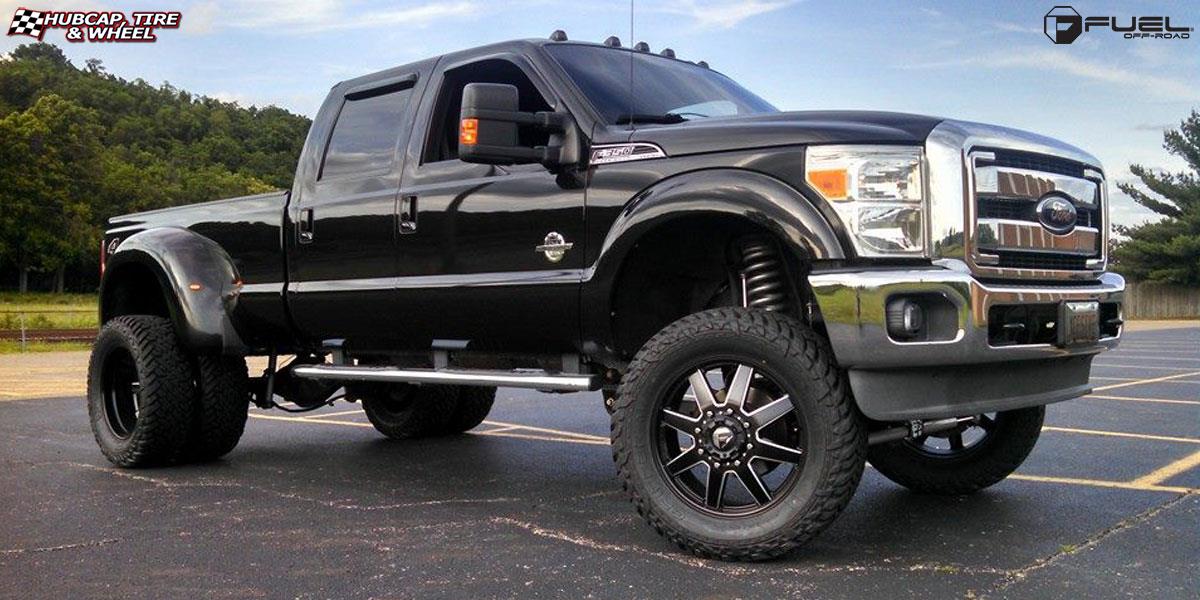 vehicle gallery/ford f 350 dually fuel maverick dually front d538 22X8  Black & Milled wheels and rims