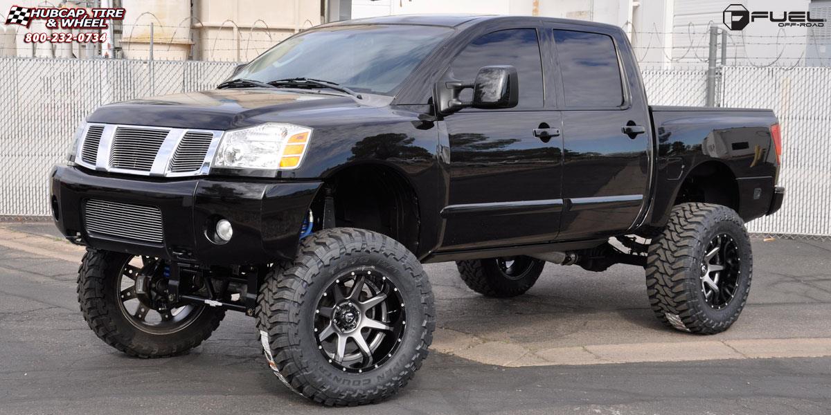vehicle gallery/nissan titan fuel rampage d238 20X12  Anthracite center, gloss black lip wheels and rims
