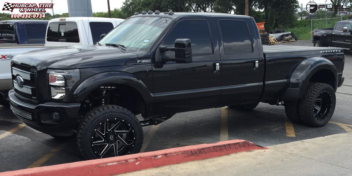 vehicle gallery/ford f 350 fuel renegade d265 22X12  Black & milled center, gloss black outer wheels and rims