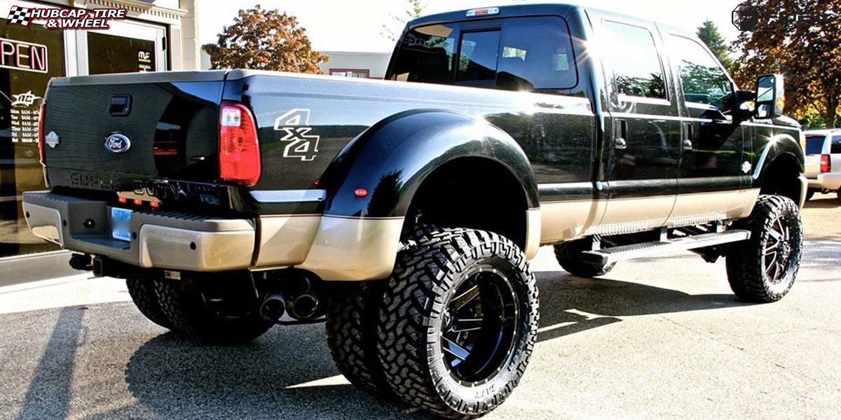 vehicle gallery/ford f 350 dually fuel renegade dually front d265 22X8  Gloss Black & Milled wheels and rims