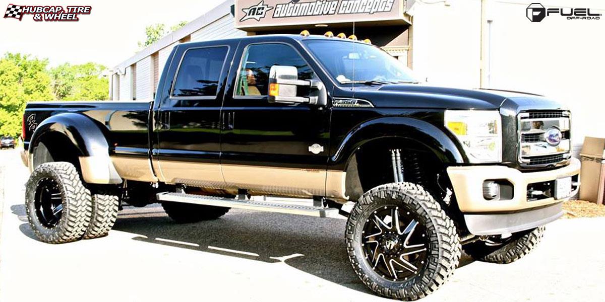 vehicle gallery/ford f 350 dually fuel renegade dually front d265 22X8  Gloss Black & Milled wheels and rims