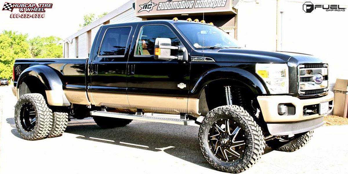 vehicle gallery/ford f 350 dually fuel renegade dually rear d265 22X8  Black & milled center, gloss black outer wheels and rims