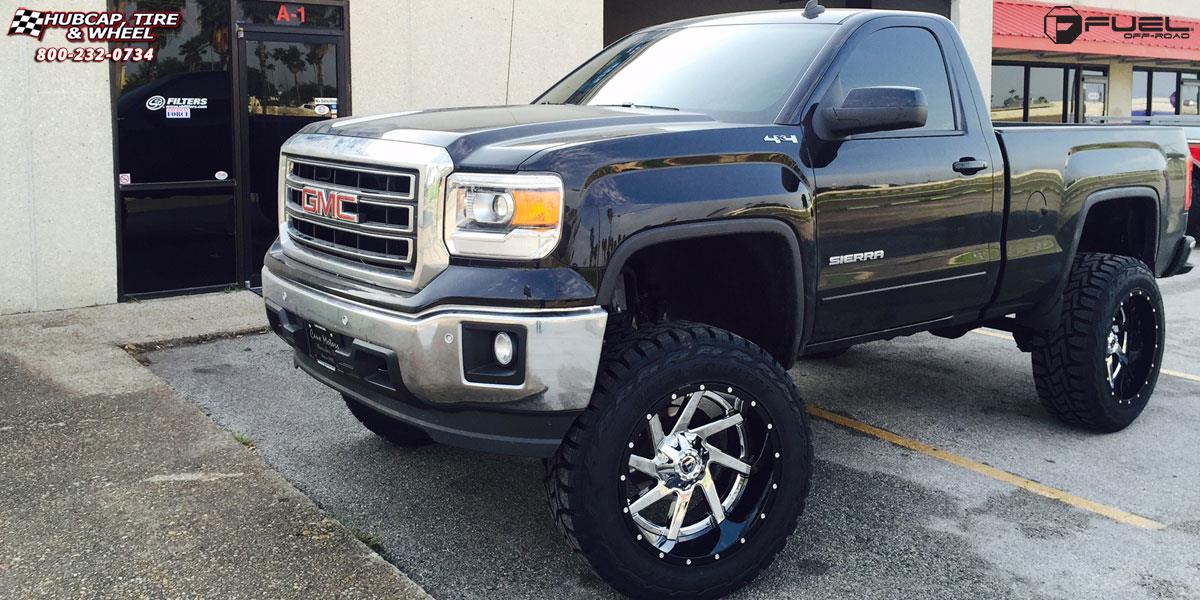 vehicle gallery/gmc sierra fuel renegade d263 22X12  Chrome center, gloss black outer wheels and rims