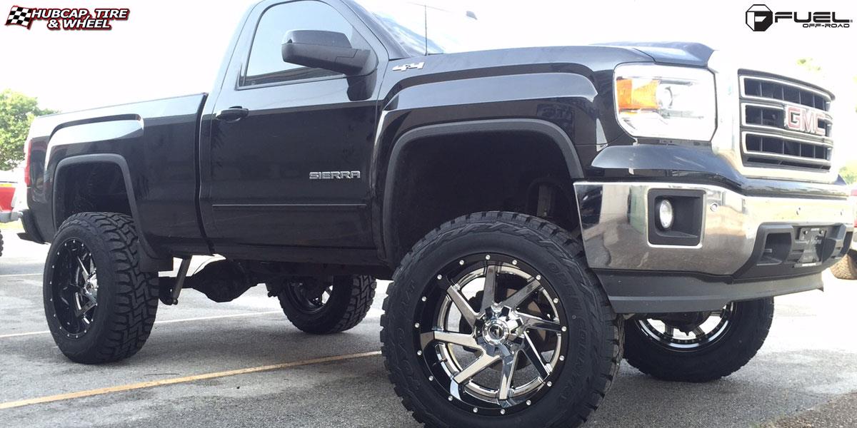 vehicle gallery/gmc sierra fuel renegade d263 22X12  Chrome center, gloss black outer wheels and rims