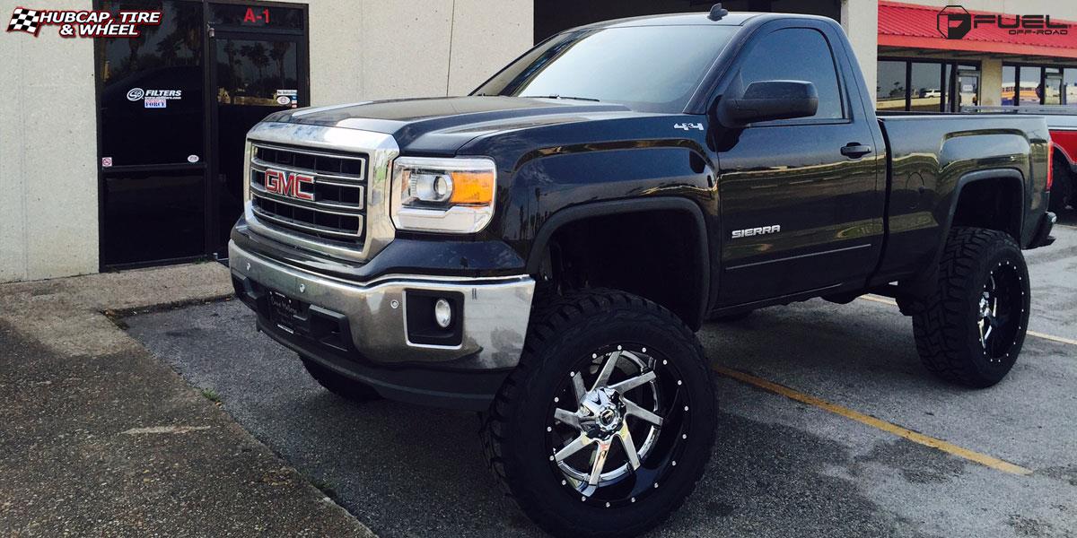 vehicle gallery/gmc sierra fuel renegade d263 22X12  Chrome center, gloss black outer wheels and rims