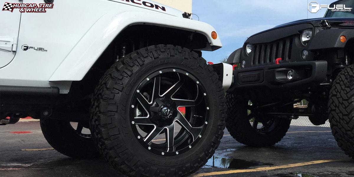 vehicle gallery/jeep wrangler fuel renegade d265 20X12  Black & milled center, gloss black outer wheels and rims