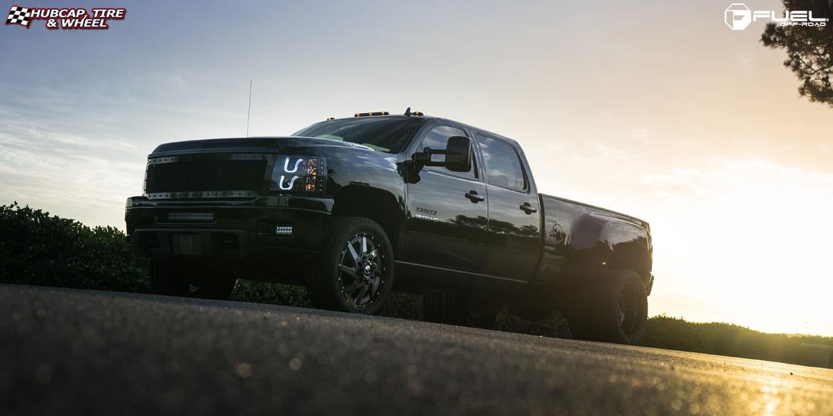 vehicle gallery/chevrolet silverado dually fuel renegade dually front d265 22X8  Gloss Black & Milled wheels and rims