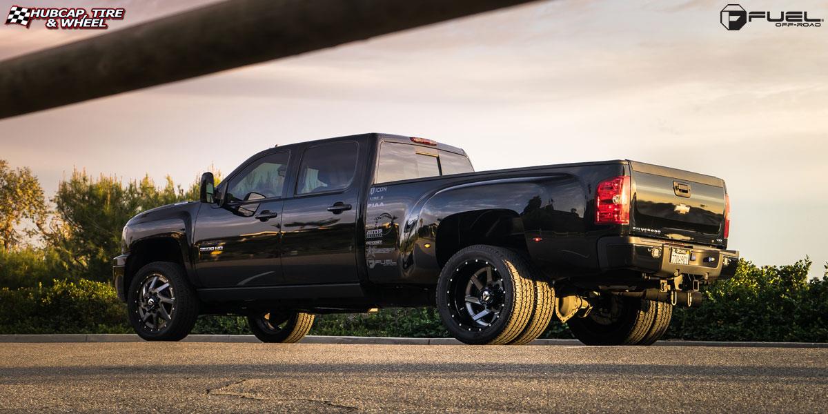 vehicle gallery/chevrolet silverado dually fuel renegade dually front d265 22X8  Gloss Black & Milled wheels and rims