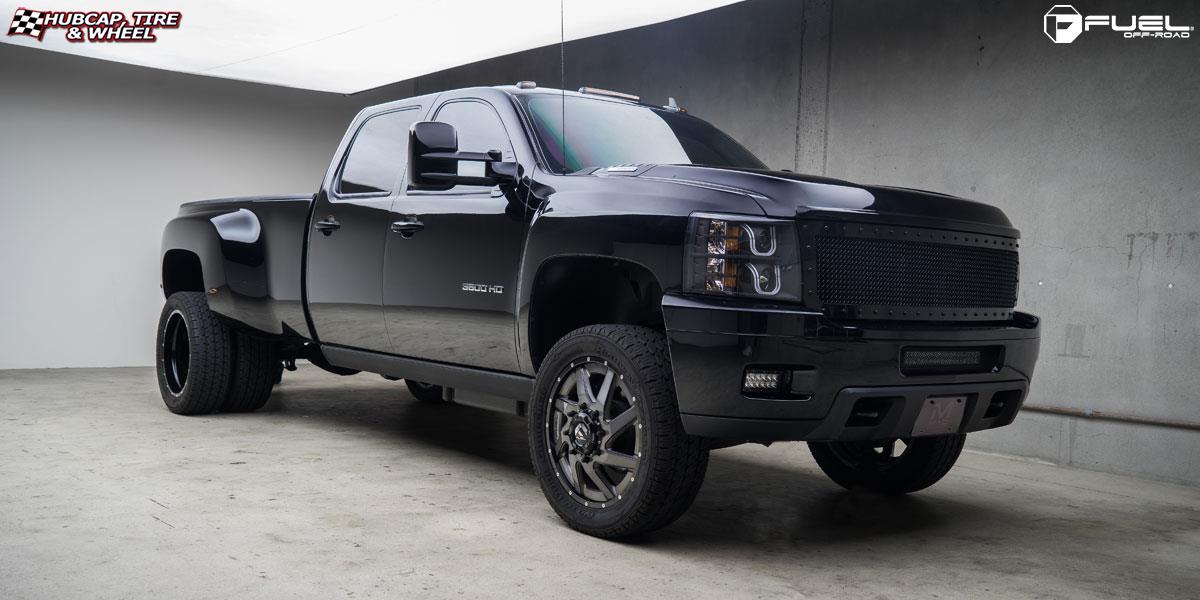 vehicle gallery/chevrolet silverado dually fuel renegade dually front d265 22X8  Gloss Black & Milled wheels and rims