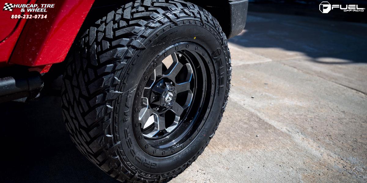 vehicle gallery/jeep wrangler fuel savage d563 20X10  Gloss Black w/ Milled Through Windows wheels and rims