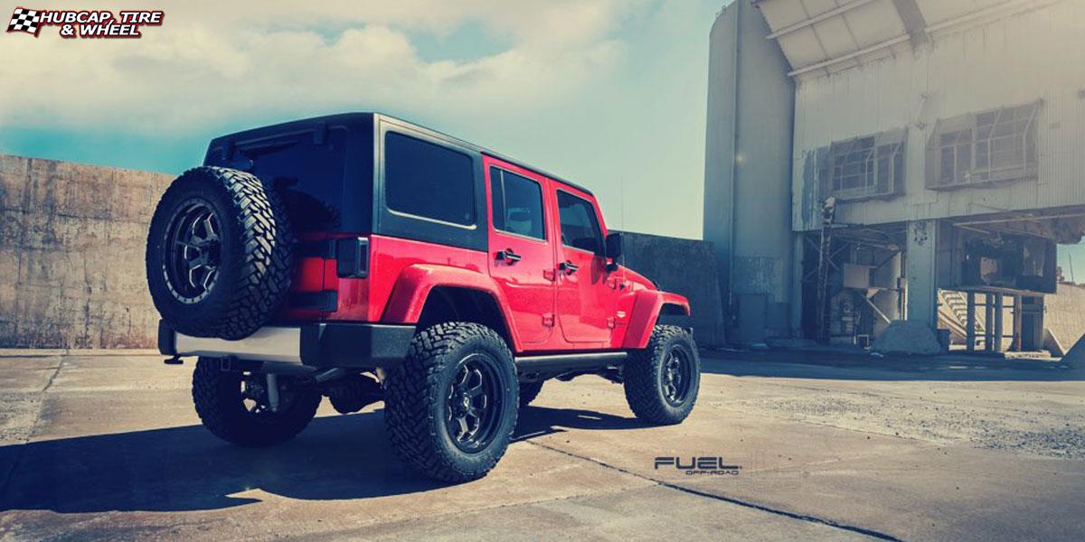vehicle gallery/jeep wrangler fuel savage d563 20X10  Gloss Black w/ Milled Through Windows wheels and rims