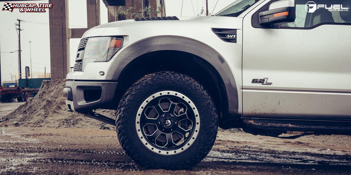 vehicle gallery/ford f 150 fuel savage d565 20X9  Matte Black w/ milled through windows & ring wheels and rims