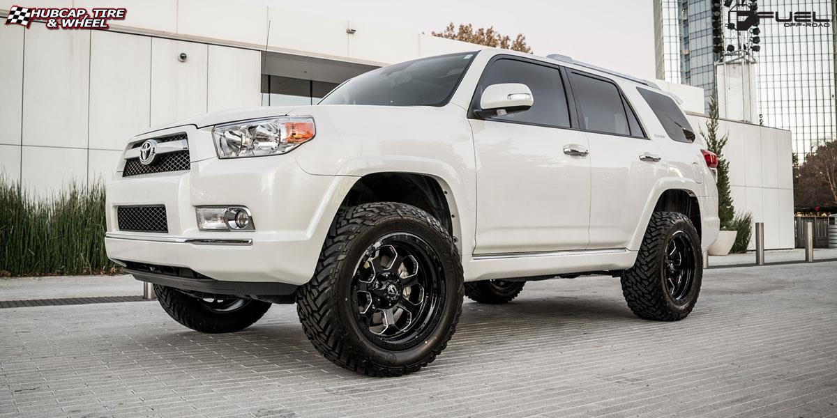 vehicle gallery/toyota 4 runner fuel savage d563 20X10  Gloss Black w/ Milled Through Windows wheels and rims