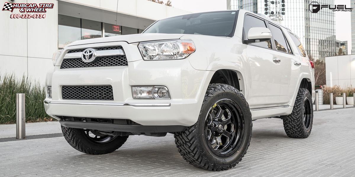 vehicle gallery/toyota 4 runner fuel savage d563 20X10  Gloss Black w/ Milled Through Windows wheels and rims