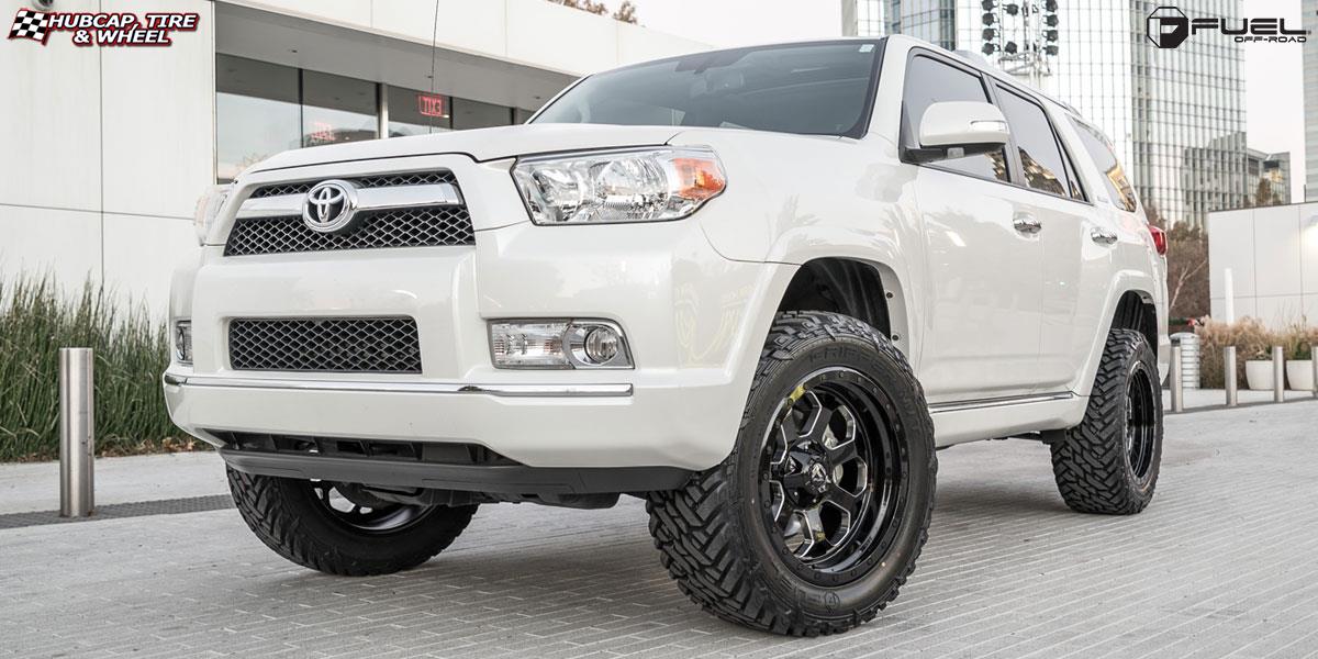 vehicle gallery/toyota 4 runner fuel savage d563 20X10  Gloss Black w/ Milled Through Windows wheels and rims