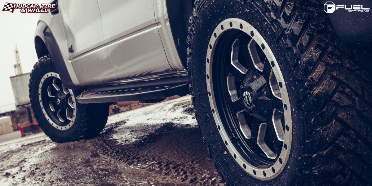 vehicle gallery/ford f 150 fuel savage d565 20X9  Matte Black w/ milled through windows & ring wheels and rims