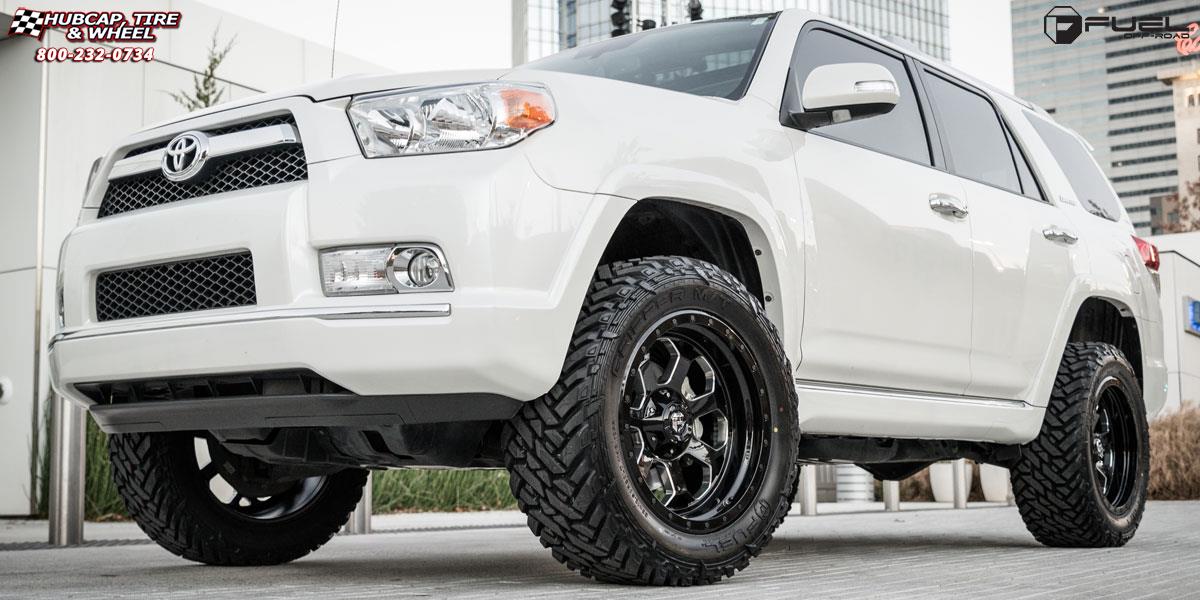 vehicle gallery/toyota 4 runner fuel savage d563 20X10  Gloss Black w/ Milled Through Windows wheels and rims