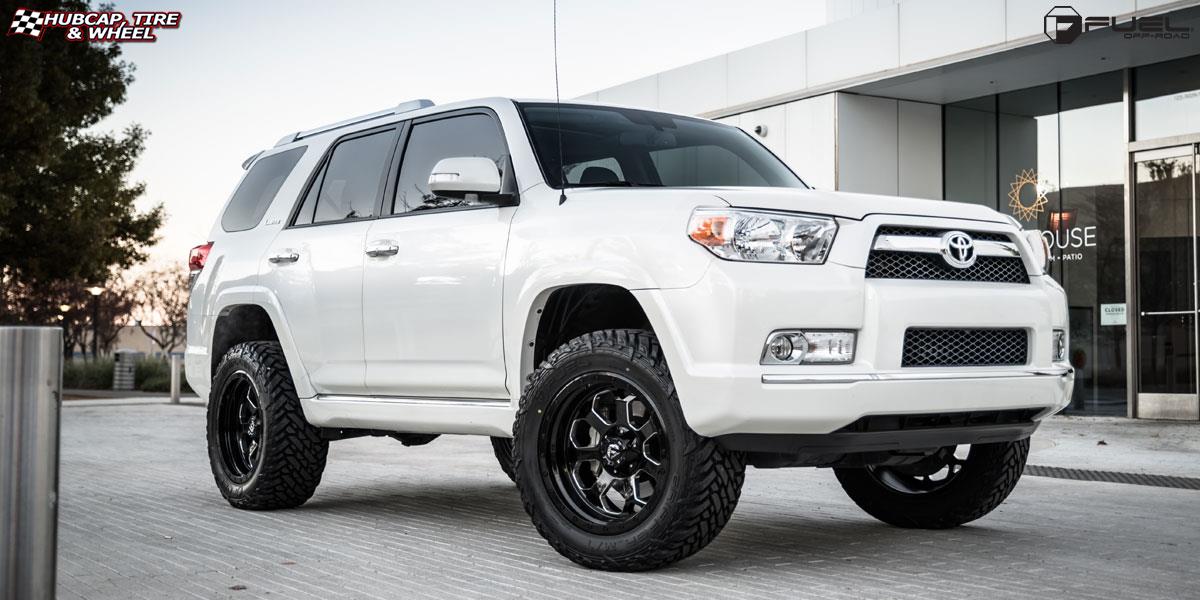 vehicle gallery/toyota 4 runner fuel savage d563 20X10  Gloss Black w/ Milled Through Windows wheels and rims