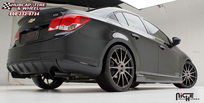 vehicle gallery/chevrolet cruze niche spa  Brushed Double Dark Tint | Matte Black Windows wheels and rims