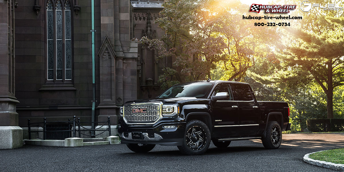 vehicle gallery/gmc sierra 1500 fuel rocker d613 20x9  Gloss Black Milled wheels and rims