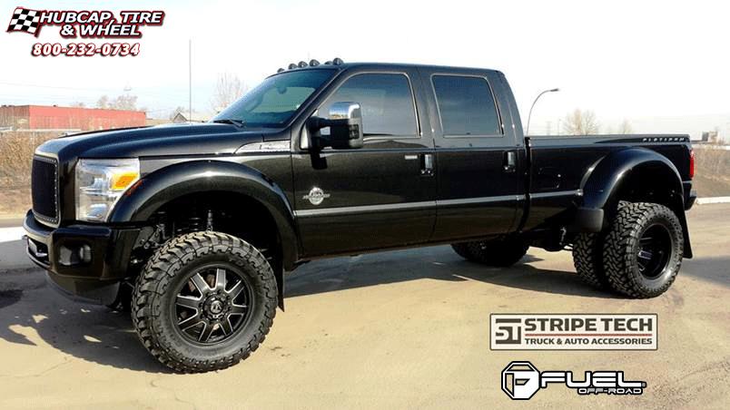 vehicle gallery/ford f 350 fuel maverick dually front d538 20X8  Black & Milled wheels and rims