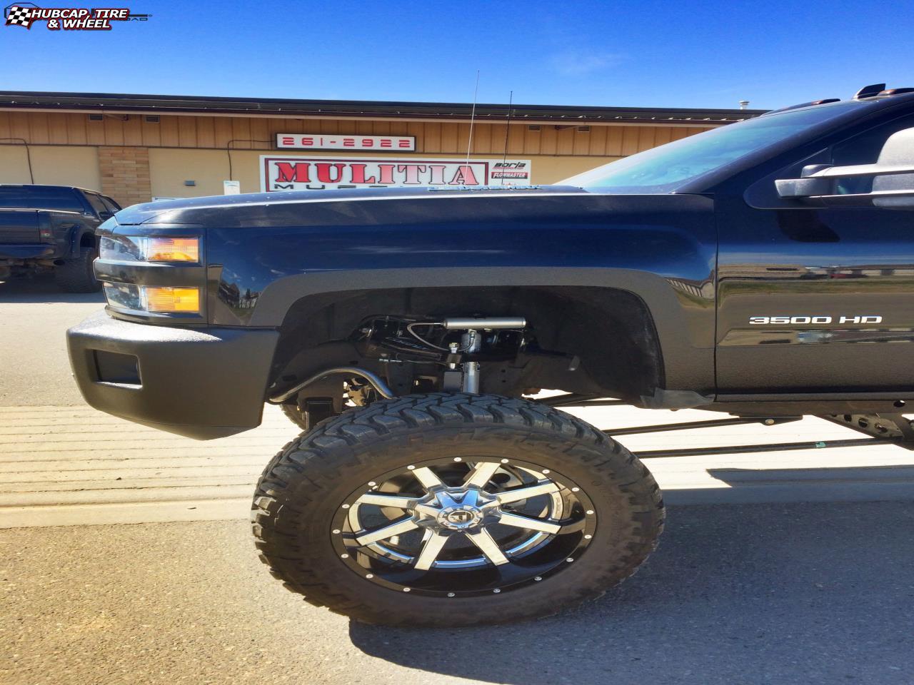 vehicle gallery/gmc sierra 3500 fuel maverick d260 22X12  Chrome with Gloss Black Lip wheels and rims