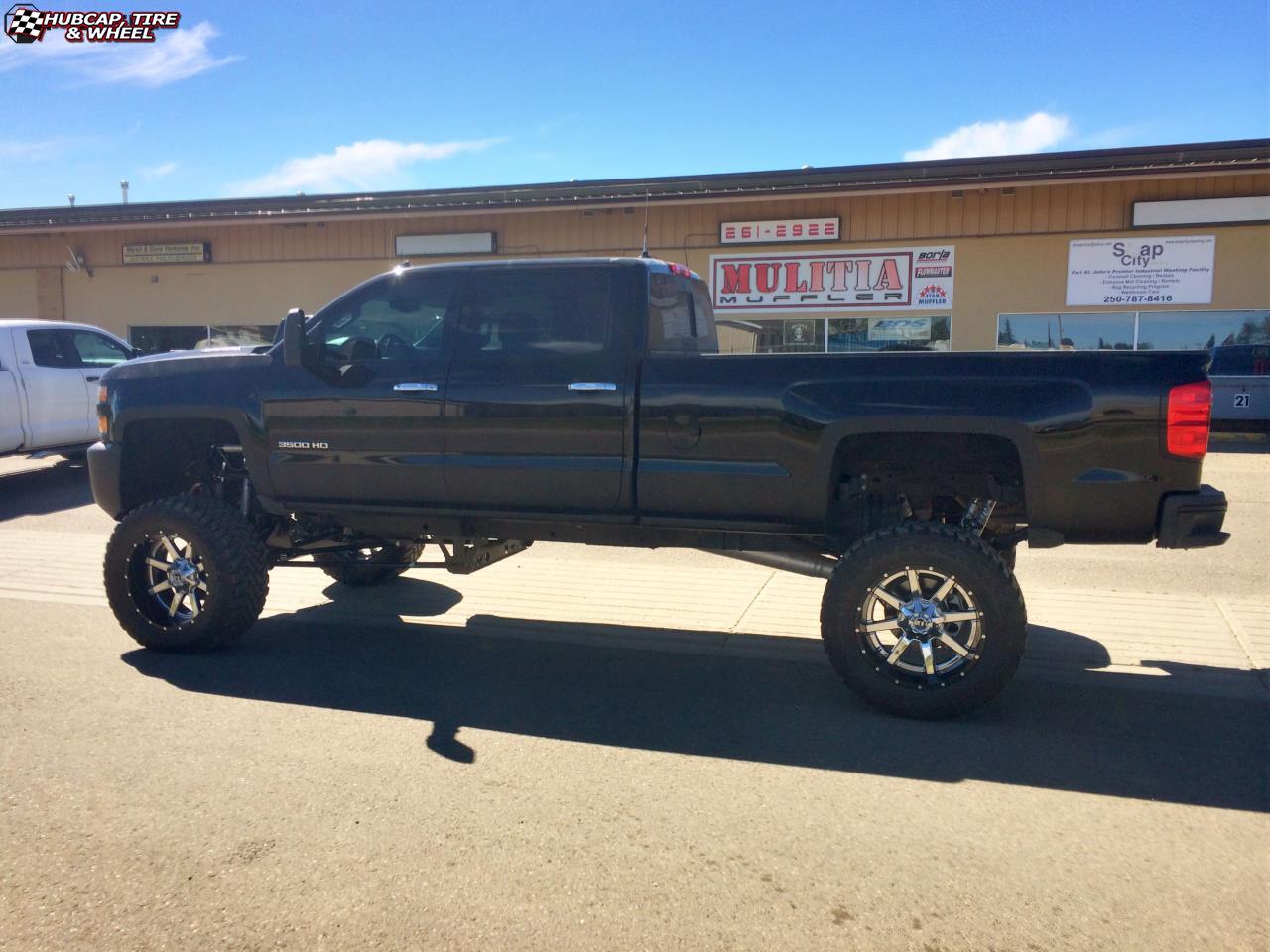 vehicle gallery/gmc sierra 3500 fuel maverick d260 22X12  Chrome with Gloss Black Lip wheels and rims